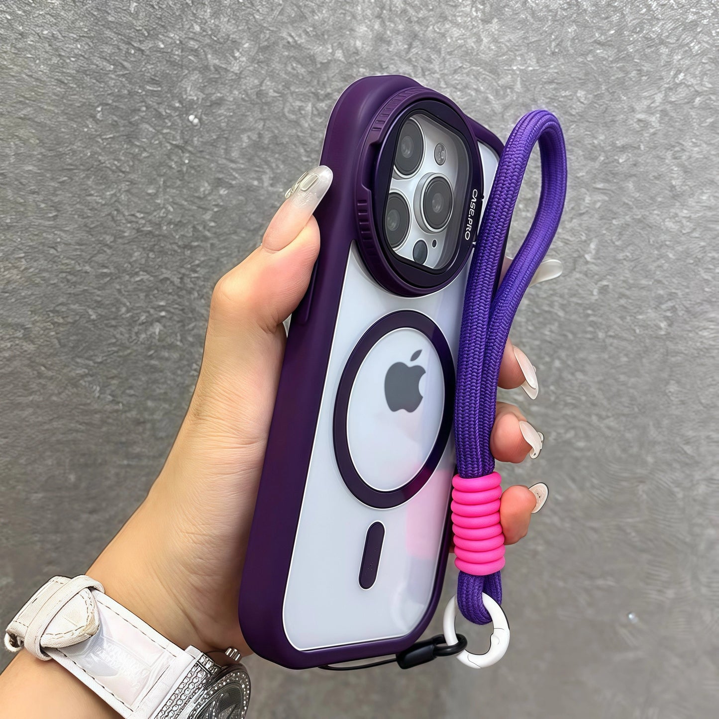iPhone 17 ProMax Transparent Magnetic Flip Phone Case with Lens Holder