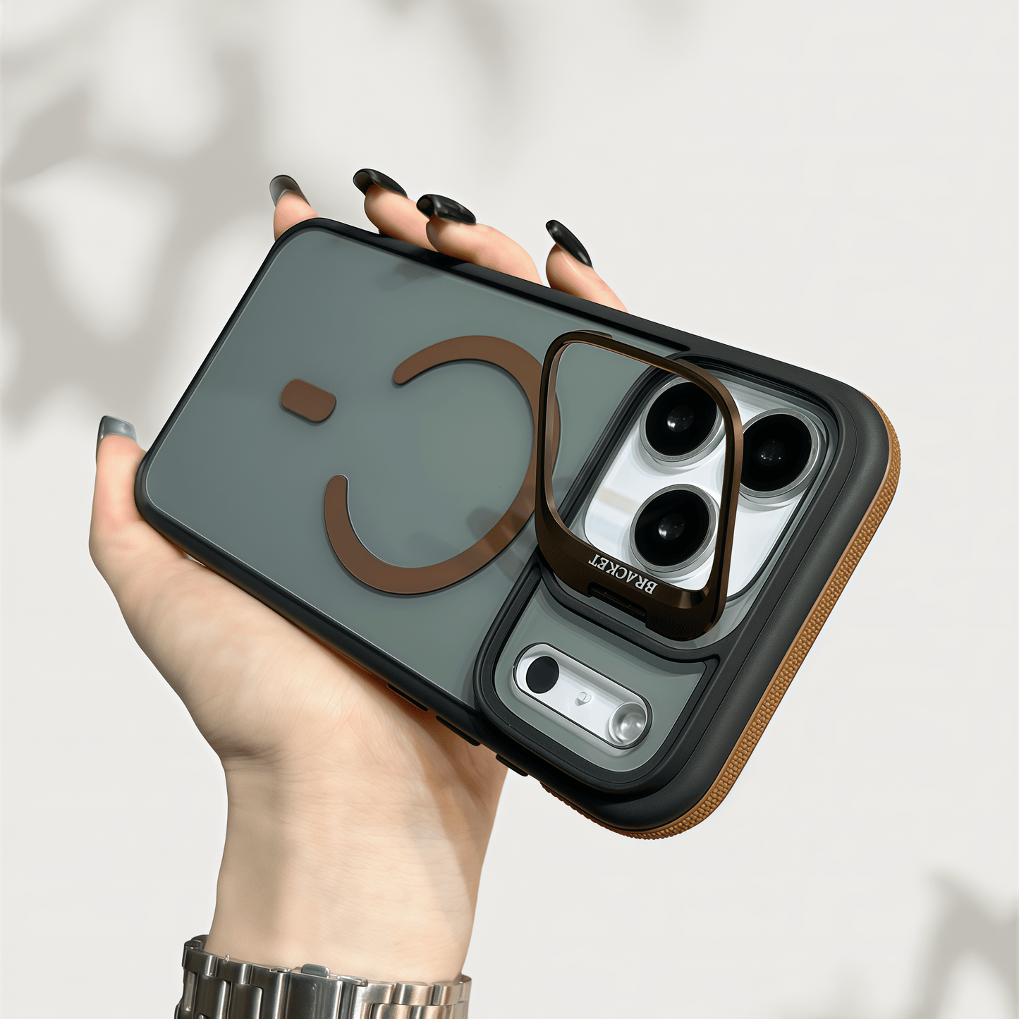Skin-feel lens holder magnetic case for iPhone 17 ProMax