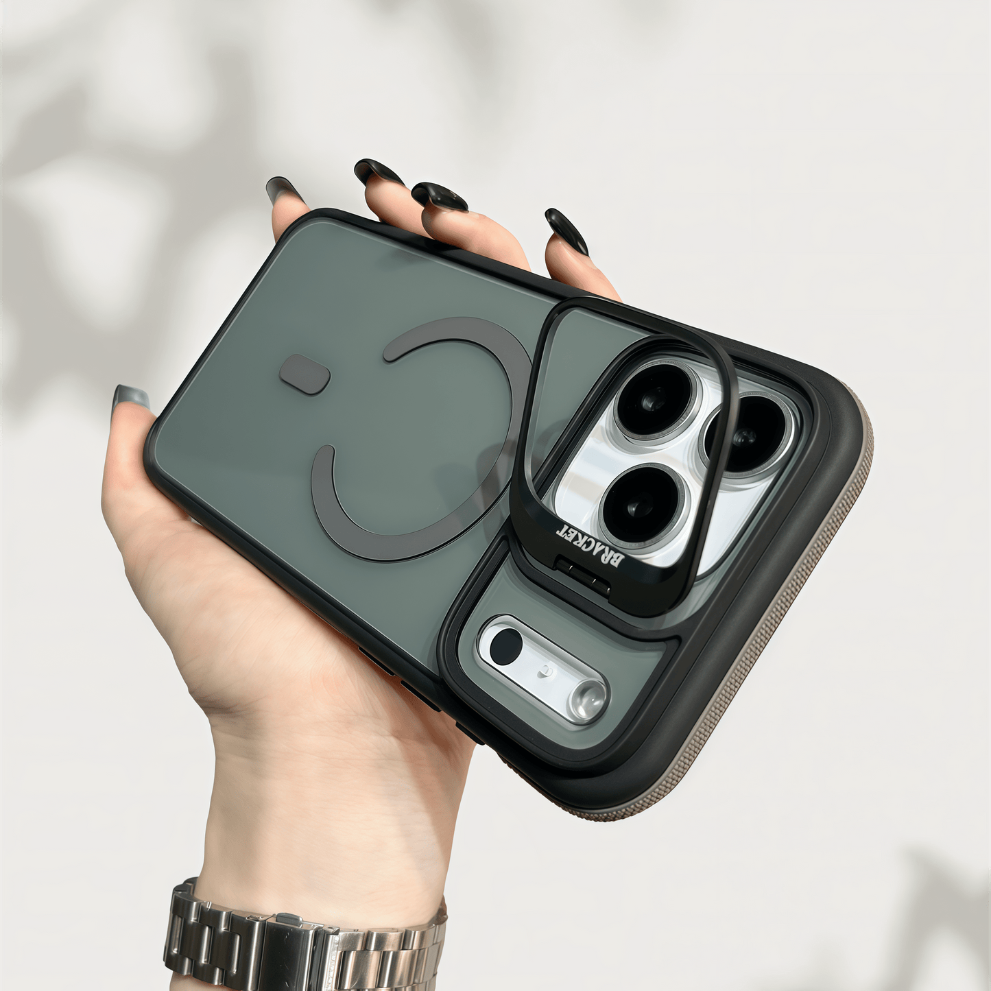 Skin-feel lens holder magnetic case for iPhone 17 ProMax