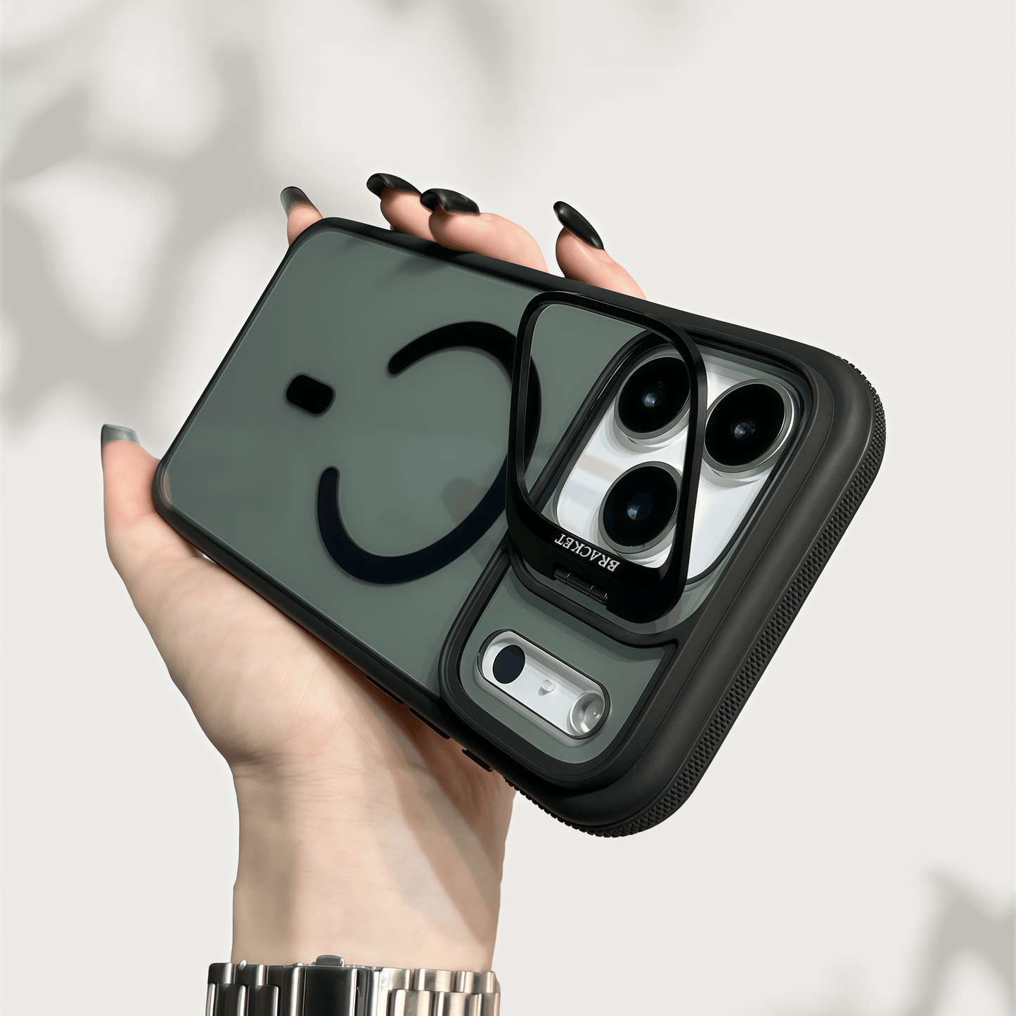 Skin-feel lens holder magnetic case for iPhone 17 ProMax