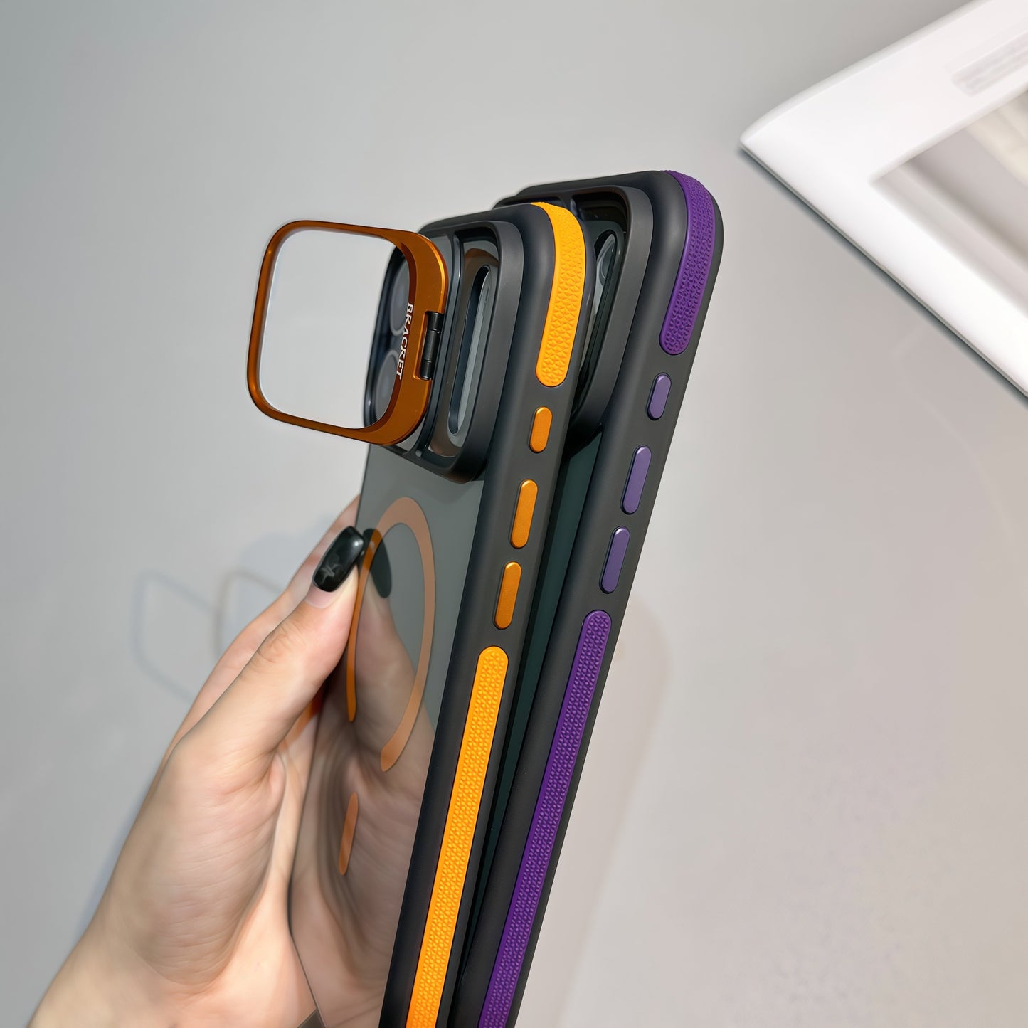Skin-feel lens holder magnetic case for iPhone 17 ProMax