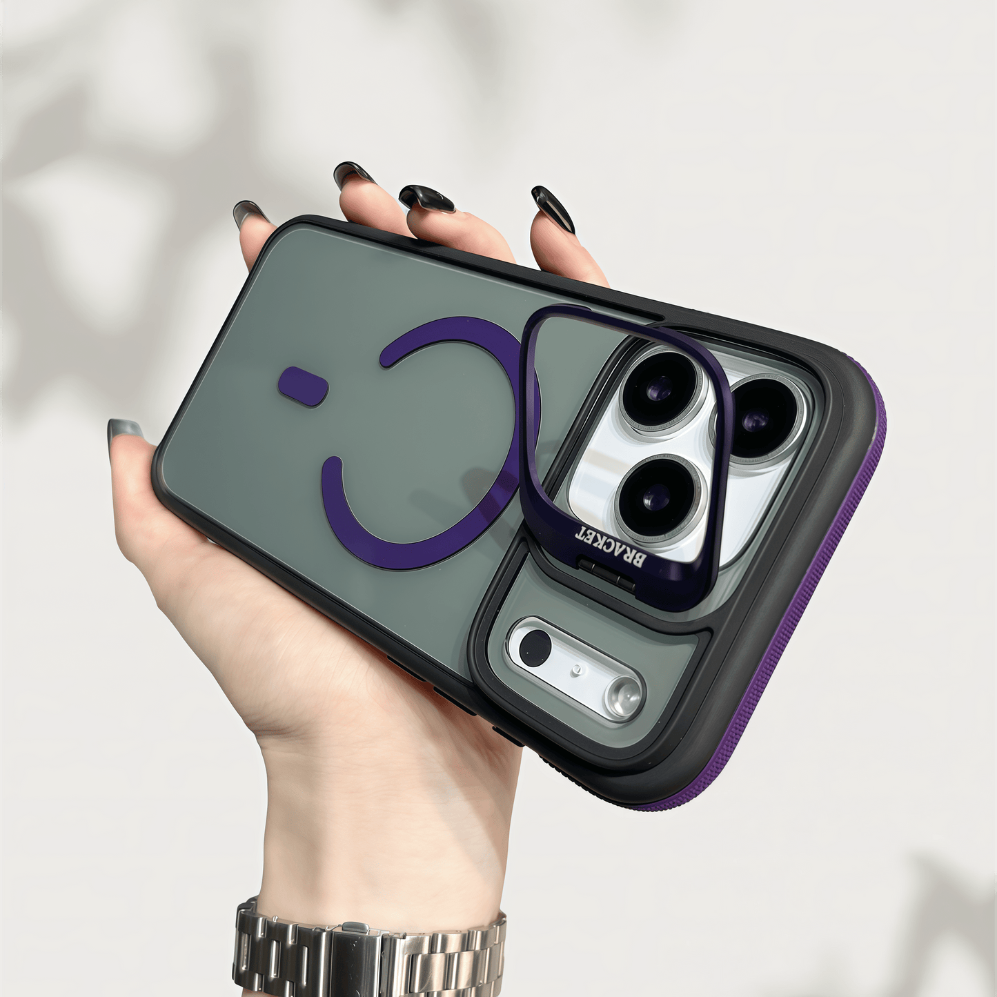 Skin-feel lens holder magnetic case for iPhone 17 ProMax