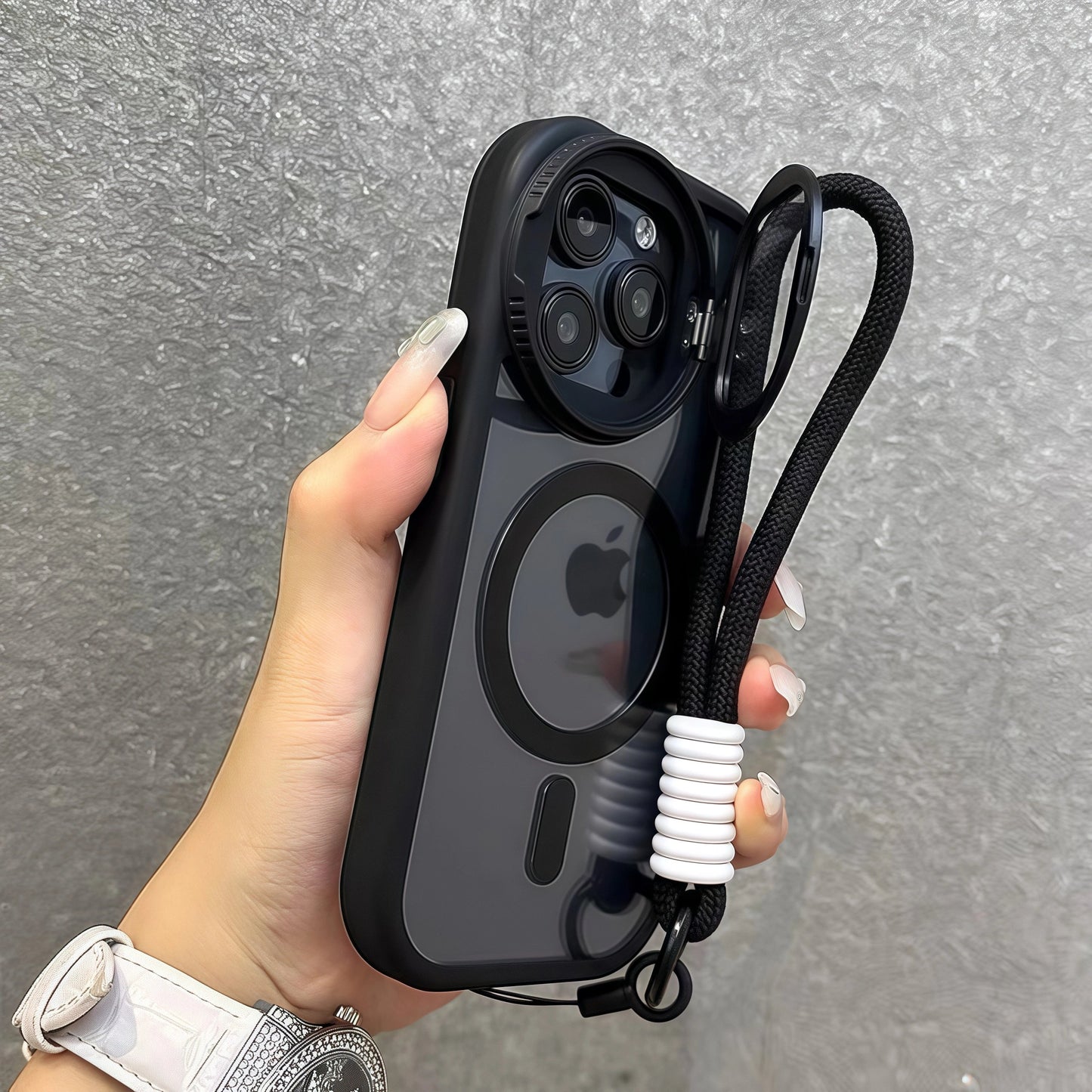 iPhone 17 ProMax Transparent Magnetic Flip Phone Case with Lens Holder